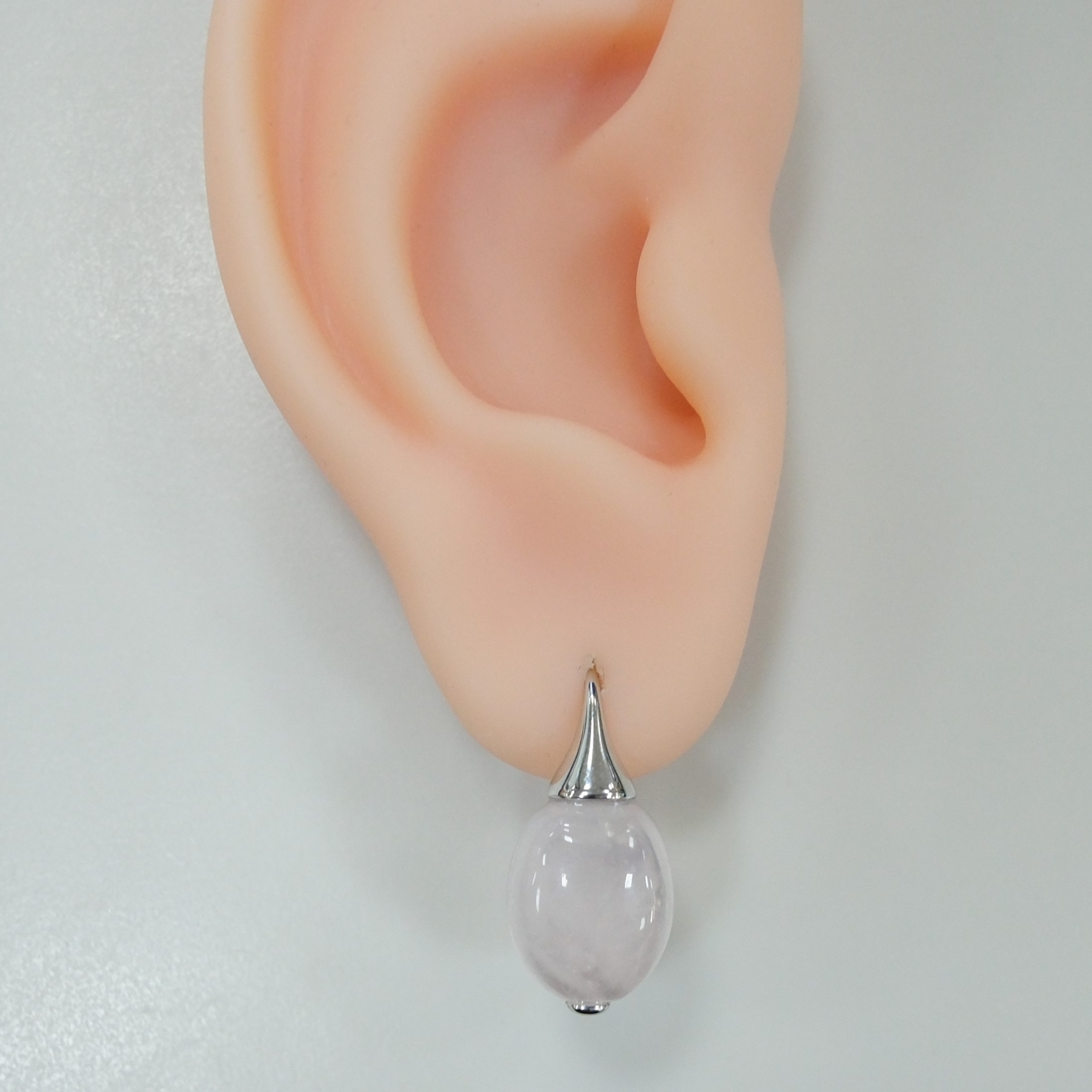 Серебряные серьги с розовым кварцем